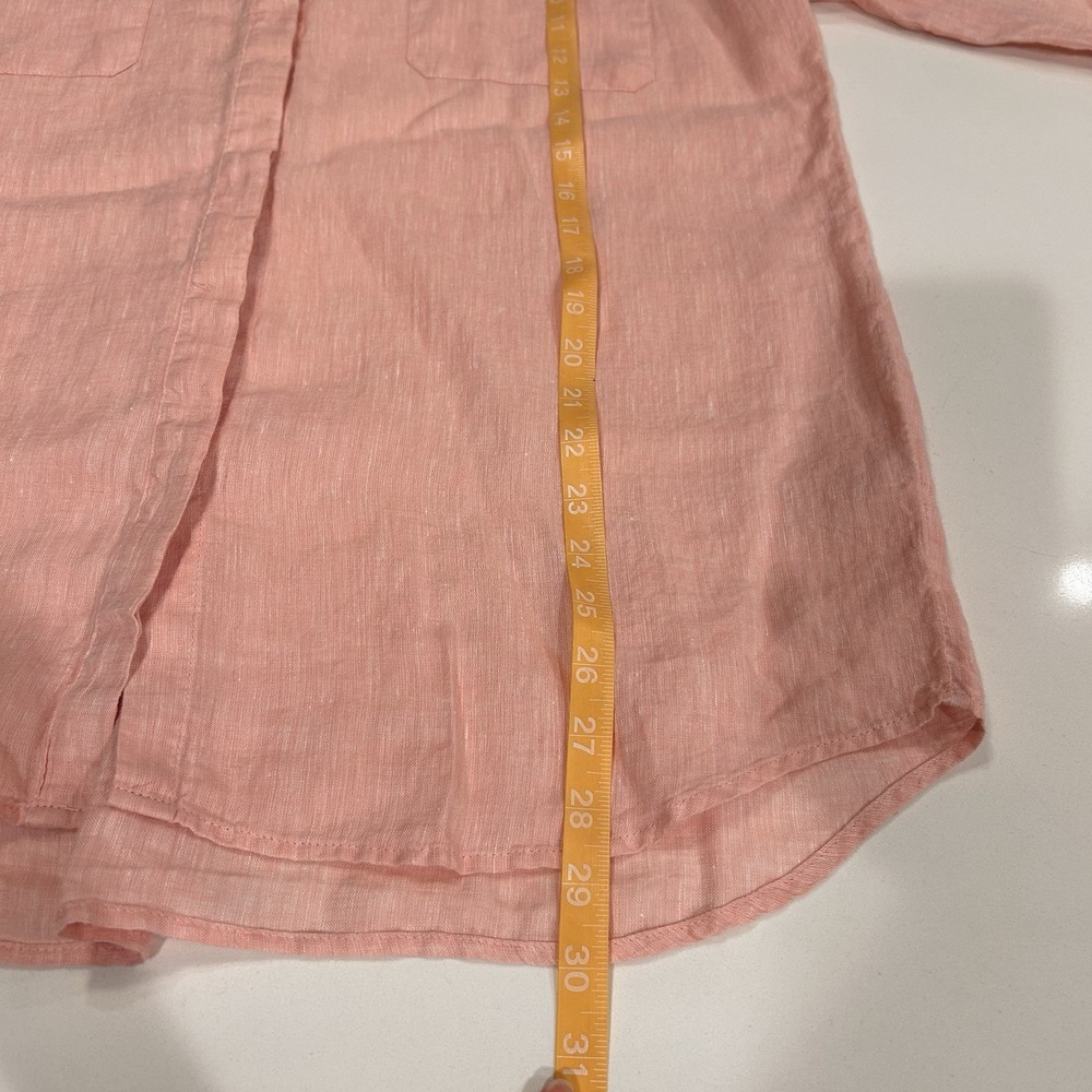 J. Jill Womens Sz M Love Linen Button Up Shirt Peach Salmon 100% Linen Coastal - Picture 6 of 11